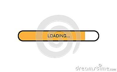 Loading bar in outline shape with bright yellow progress. Vector concept for your design, t shirt prints, ui design, sticker or Vector Illustration