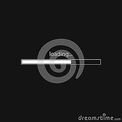 Loading bar. Progress bar. Loading sign. Black background. Vector illustration Vector Illustration