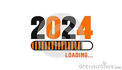 2024 loading bar Progress digital technology colorful background. happy new year 2024 loading bar. Start goal plan and strategy. Vector Illustration