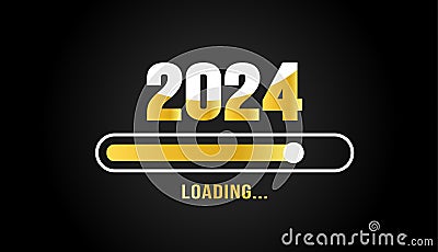 2024 loading bar Progress digital technology golden color background. happy new year 2024 loading bar. Vector Illustration