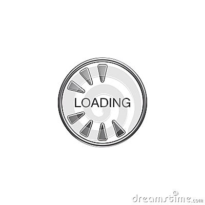 Loading circle icon with triangles on a white background, progress indicator Stock Photo