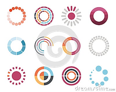 Loading circles flat style icon set vector design Vector Illustration