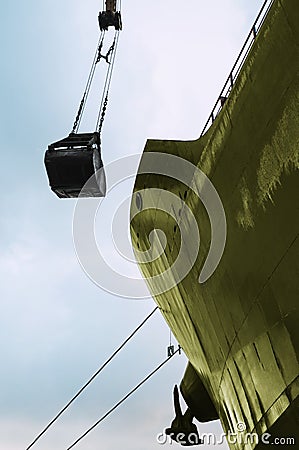 Industrial bucket of gantry crane Stock Photo