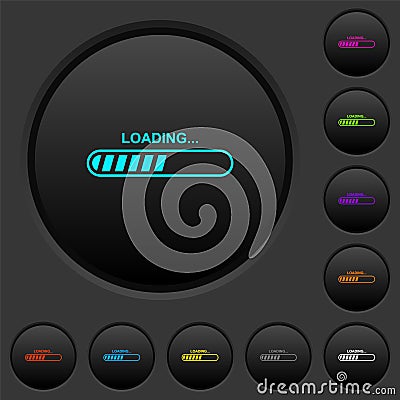 Loading dark push buttons with color icons Stock Photo