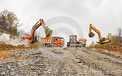 Excavator in operation Editorial Stock Photo
