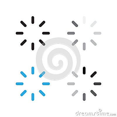 Loading icon set. Circular progress symbols. Rotating loader indicators. Minimalist design elements. Vector Illustration