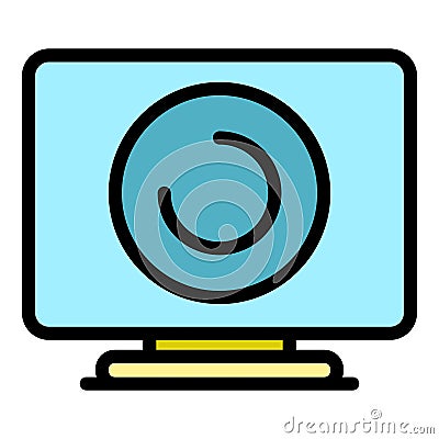 Loading monitor icon color outline vector Vector Illustration