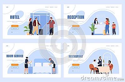 Loading page. Service staff of the hotel. Have a nice rest on the trip. Vector illustration Vector Illustration