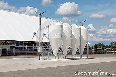 loading place for feed for livestock on a modern dairy farm Stock Photo