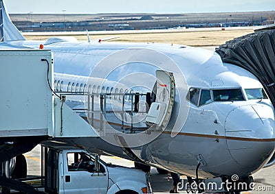 Loading a plane Stock Photo