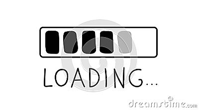 Loading sign. load indicator. Loading bar doodle icon. System software update and upgrade concept. Hand drawn doodle Vector Illustration