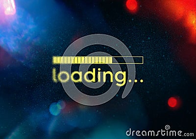 Loading title sign with status bar, grunge style with grain and partial blur Stock Photo