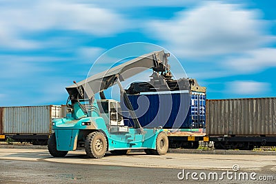 Loading truck at the container logistic yard Stock Photo