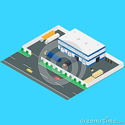 Loading the truck from the warehouse. Vector Illustration