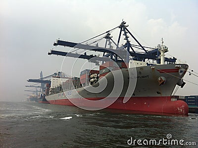 Loading and Unloading Container at Tanjung Priok Port With Container Cranes Editorial Stock Photo