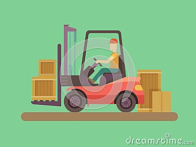 Loading and unloading machine Vector Illustration