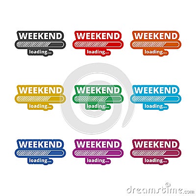 Loading Weekend icon, color icons set Stock Photo