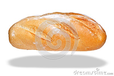 Loaf Bloomer bread isolated on white Stock Photo