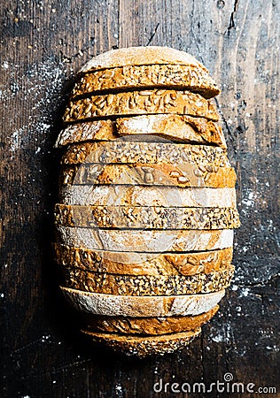 Loaf of bread made up of wholewheat and rye Stock Photo