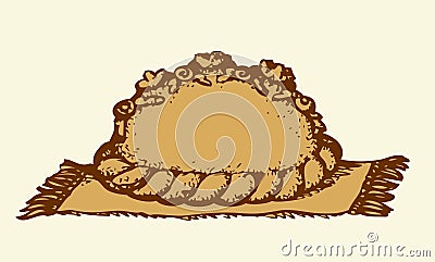 Loaf on rushnyk. Vector drawings Vector Illustration
