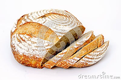 Loaf of sliced sourdough bread Stock Photo