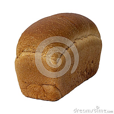 Loaf of white rectangular wheat bread on a white background. Fresh bread Stock Photo