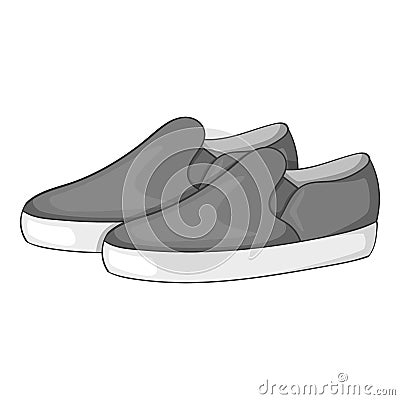 Loafers icon, gray monochrome style Cartoon Illustration