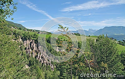 Loam Pyramids,Ritten,South Tyrol,Italy Stock Photo