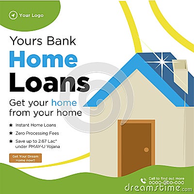 Banner design of yours bank home loans Vector Illustration