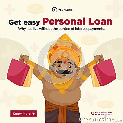 Banner design of get easy personal loan Vector Illustration