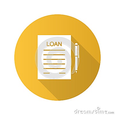 Loan agreement flat design long shadow glyph icon Vector Illustration