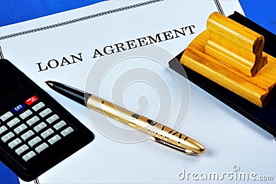 Loan agreement between the lender and the borrower. The Bank or credit institution provides funds to the borrower under the Stock Photo