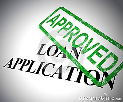 Loan application approved form shows borrowing agreed and money forwarded - 3d illustration Cartoon Illustration