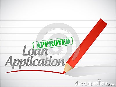 Loan application approved sign message Cartoon Illustration
