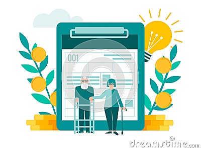Loan approval for an elderly couple Vector Illustration
