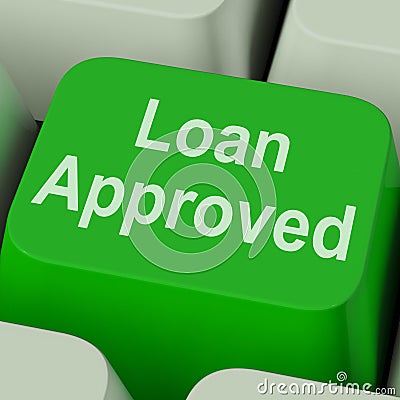 Loan Approved Key Shows Credit Lending Agreement Stock Photo