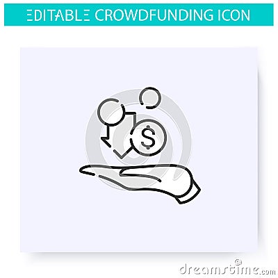 Loan based crowdfunding line icon. Editable Vector Illustration