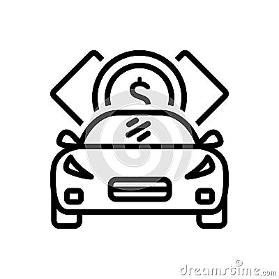 Black line icon for Loan, indebtedness and debt Vector Illustration