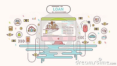 Loan Infographics design concept. Loan agreement between creditor and debtor. Vector illustration. Cartoon Illustration