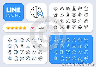 Loan, Inventory cart and Horns hand line icons for web app. Pictogram icon. App line icons. Vector Stock Photo