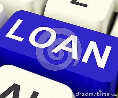 Loan Key Means Lending Or Loaning Stock Photo