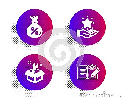 Loan, Loyalty program and Spanner icons set. Engineering documentation sign. Vector Vector Illustration