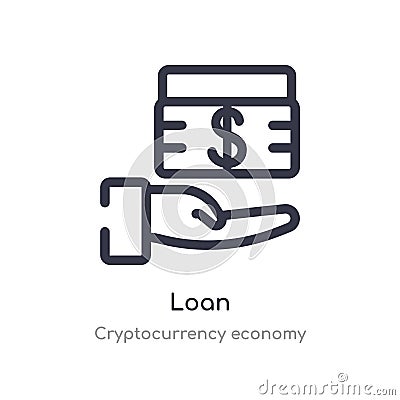 loan outline icon. isolated line vector illustration from cryptocurrency economy collection. editable thin stroke loan icon on Vector Illustration