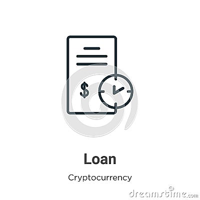 Loan outline vector icon. Thin line black loan icon, flat vector simple element illustration from editable economyandfinance Vector Illustration