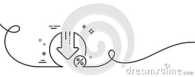 Loan percent decrease line icon. Discount sign. Continuous line with curl. Vector Vector Illustration