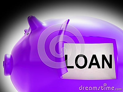 Loan Piggy Bank Message Means Money Borrowed Or Creditor Stock Photo
