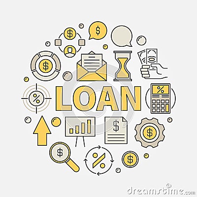 Loan round colorful illustration Vector Illustration