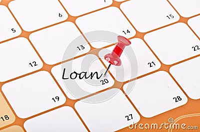 Loan word written on a calendar Stock Photo