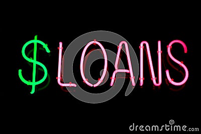 Loans Neon Sign Stock Photo