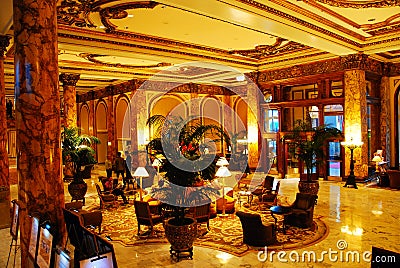 Lobby of the Fairmont Hotel, San Francisco Editorial Stock Photo